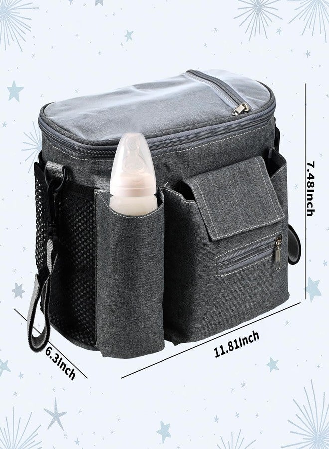 Smlper Stroller Organizer with Cup Holders, Adjustable Universal Organizer Caddy Bag - Phone Pocket & Detachable Strap for Baby Stroller and Pet Stroller (Grey) - Image 4